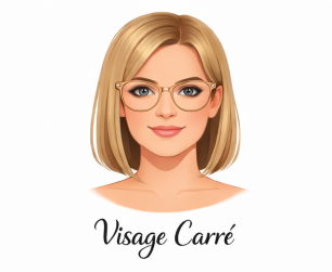 Visage carré avec lunettes – femme