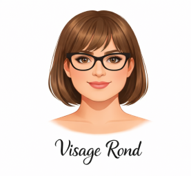Visage rond avec lunettes – femme