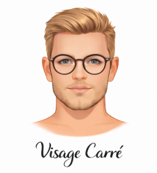 Visage carré avec lunettes – homme