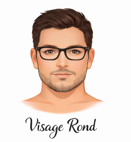 Visage rond avec lunettes – homme