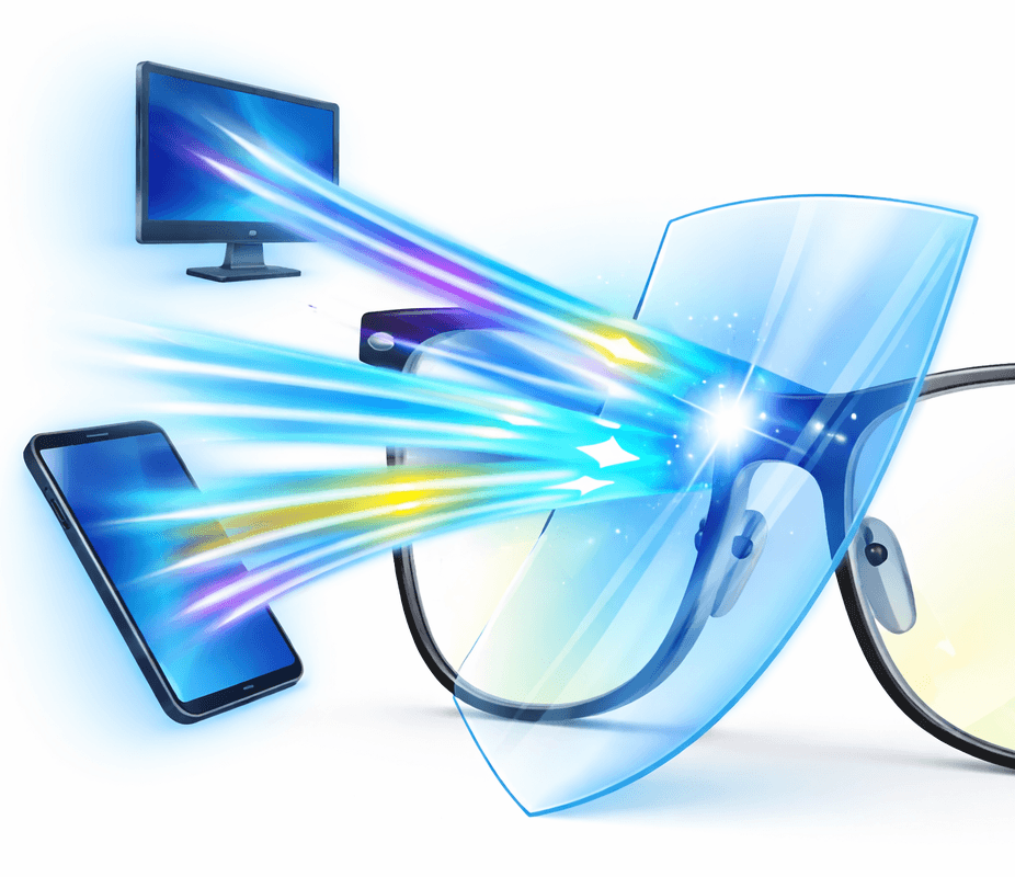 Lunettes anti-lumière bleue et avec traitements de surface